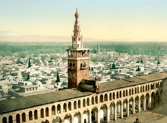 Damaskoksen suuren Umayyad-moskeijan Minaret de la Fiancee, ns. 1880-1900 (valokuva)